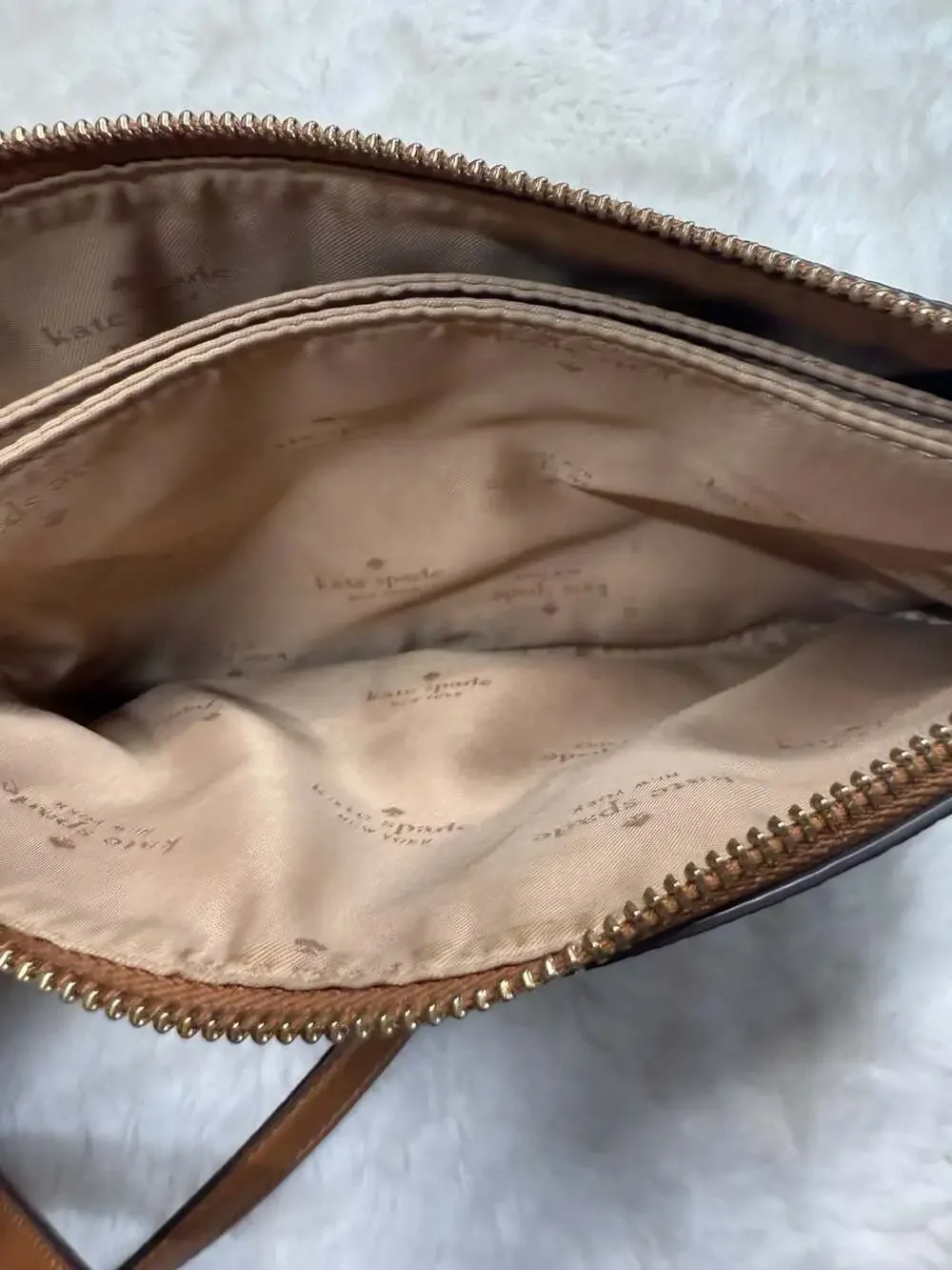 Kate Spade Triple Gusset Crossbody Bag in Warm Ginger Brown Leather